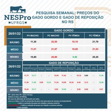 Médias semanais da NesPro