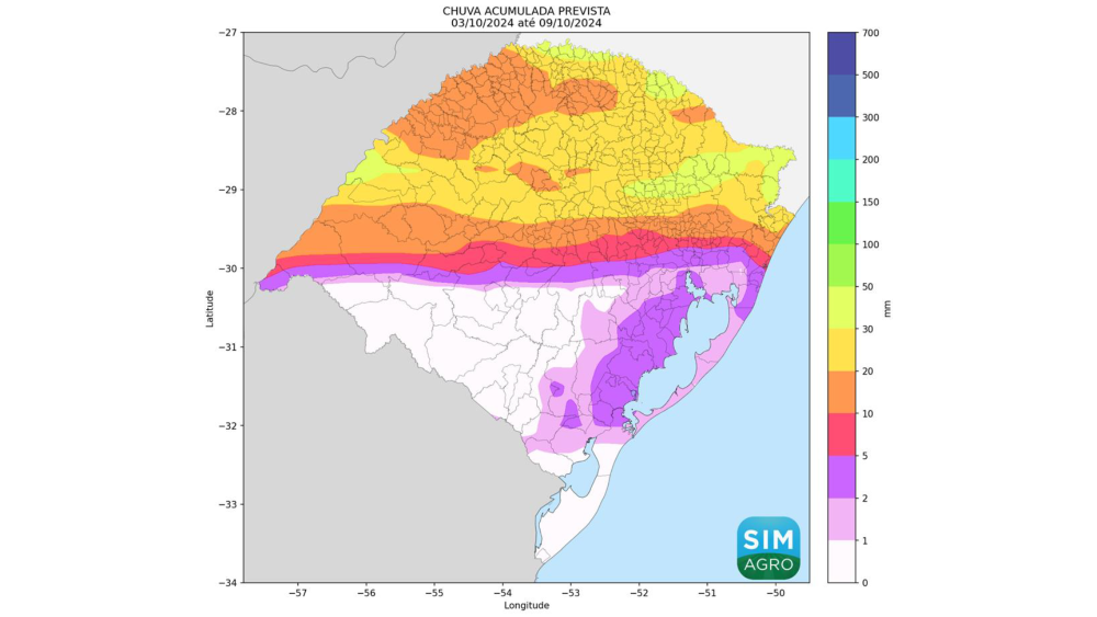 O clima no Rio Grande do Sul até a metade da próxima semana